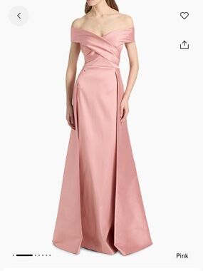 BMWT Teri Jon Pink Mikado Evening Gown with Overskirt